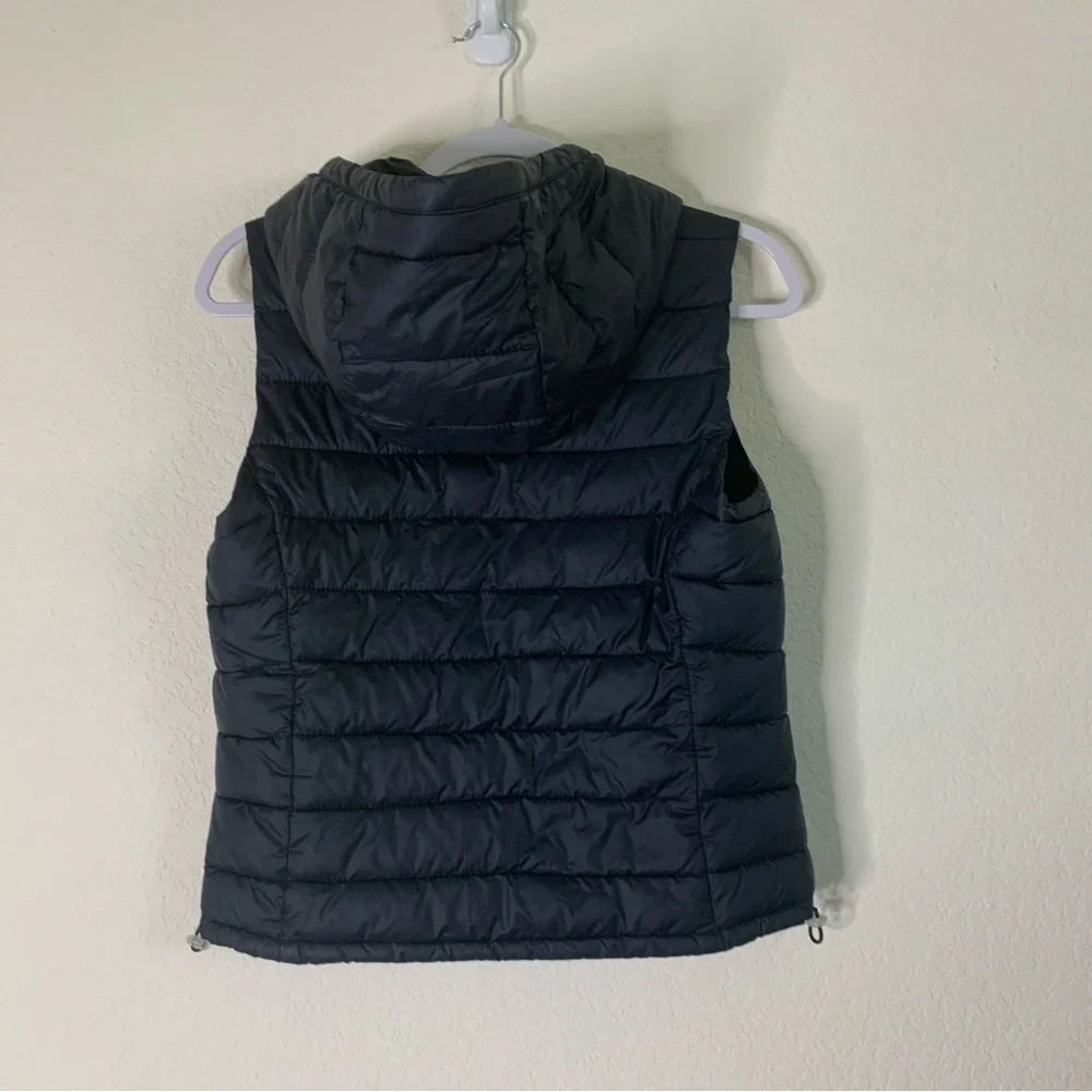 Hollister Womens navy full zip hooded puffer vest M